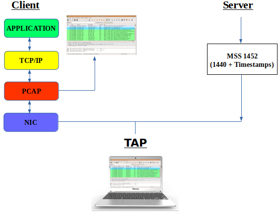 //Il LRO interviene tra NIC e librerie PCAP, assemblando i segmenti TCP provenienti dal server//